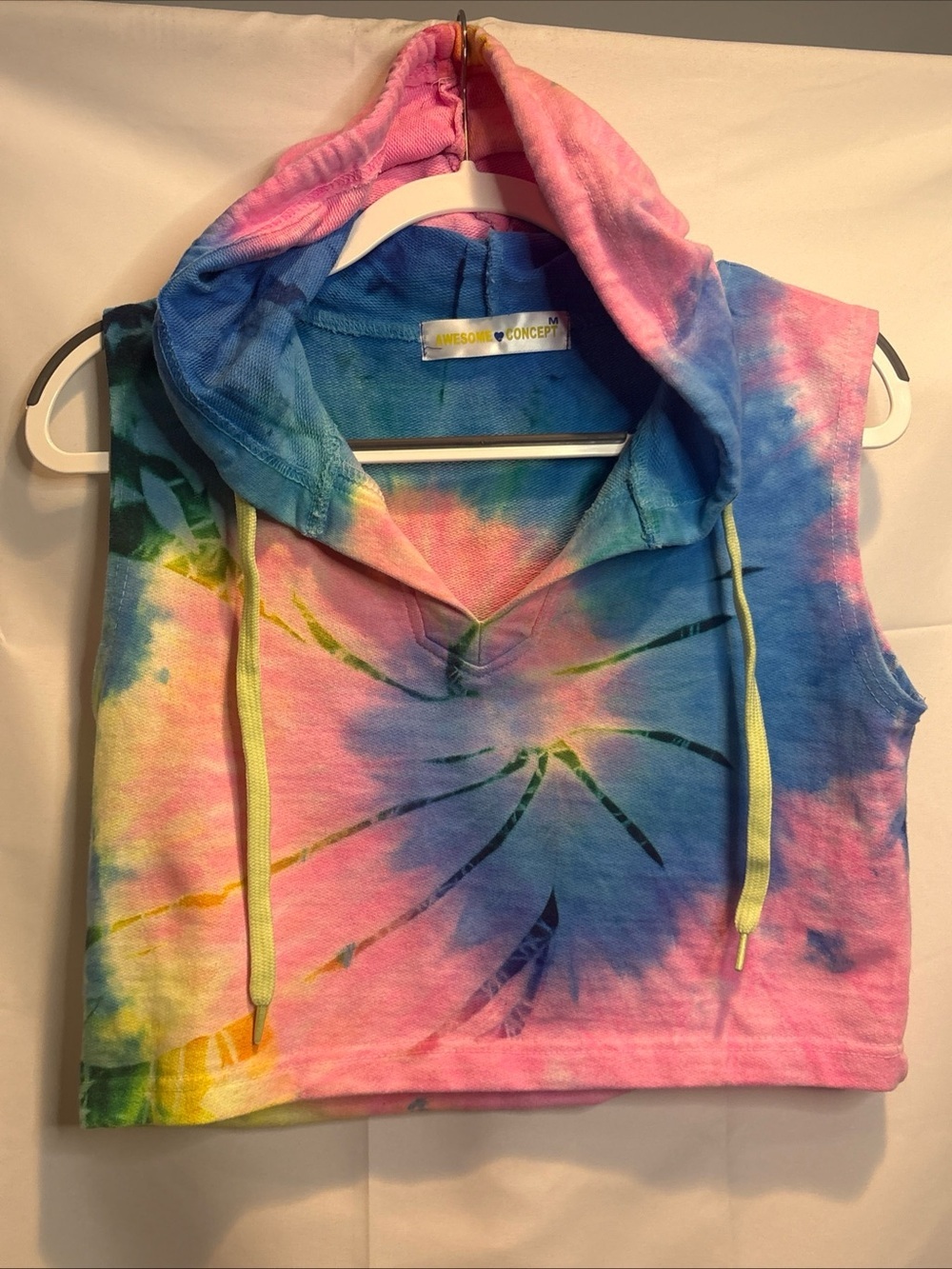 Women's Tie-Dye Cropped Hoodie - Pink & Blue
